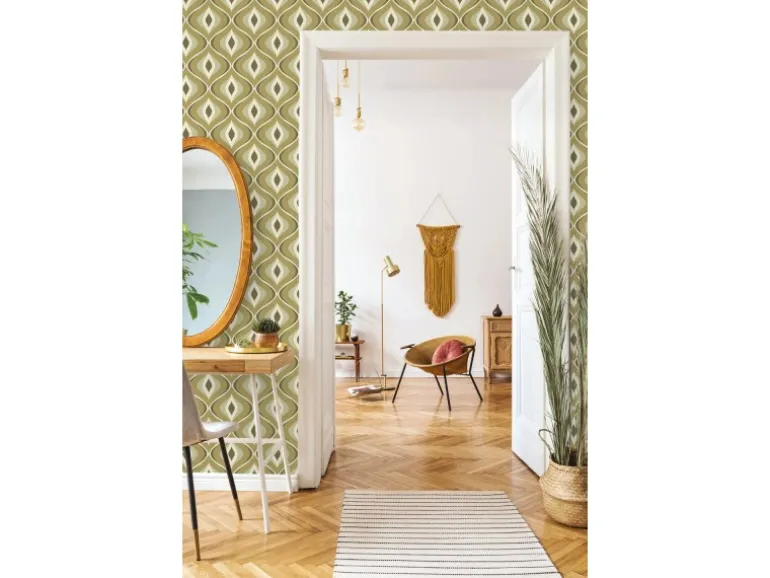 ESTAhome Tapete Retro-Ornamente Graugrün 50 x 900 cm 130987