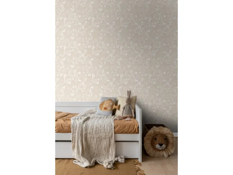 ESTAhome Tapete Wald mit Waldtieren Beige 53 cm x 10.05 m