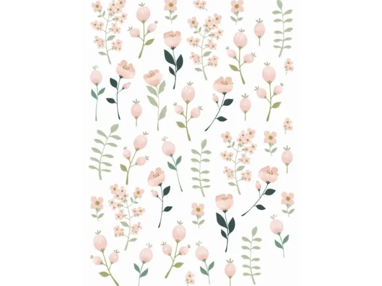 ESTAhome Wandtattoo Blumen Weiß Rosa und Grün 47,5 cm x 66 cm 156114