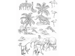 ESTAhome Wandtattoo Dschungeltiere Schwarz-Weiß 47,5 cm x 66 cm 156106