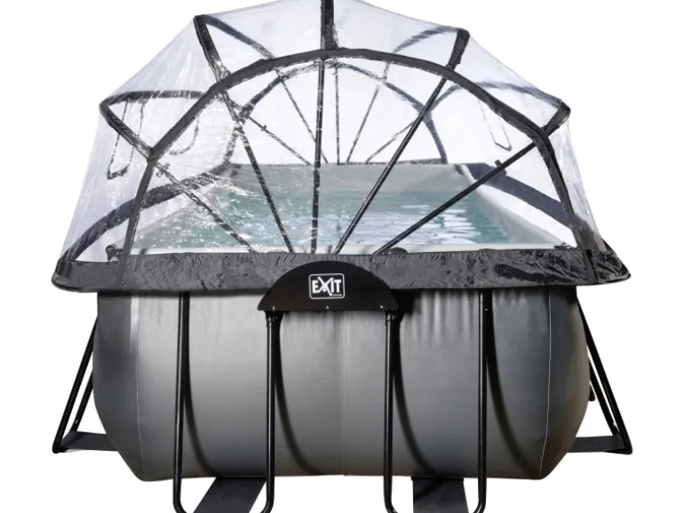 Exit Black Leather Pool Schwarz 400 x 200 x 122 cm m. Sandfilterpumpe, Abdeckung