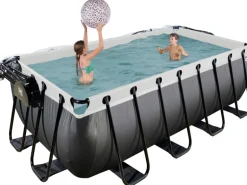 Exit Black Leather Pool Schwarz 400 x 200 x 122 cm m. Sandfilterpumpe, Abdeckung