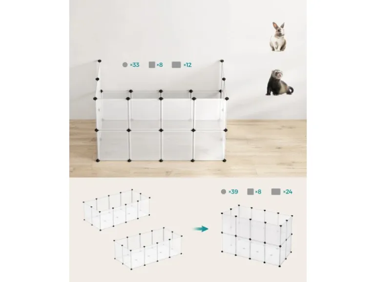 Feandrea Freigehege mit Bodenplatten 143 cm x 73 cm x 46 cm Weiß