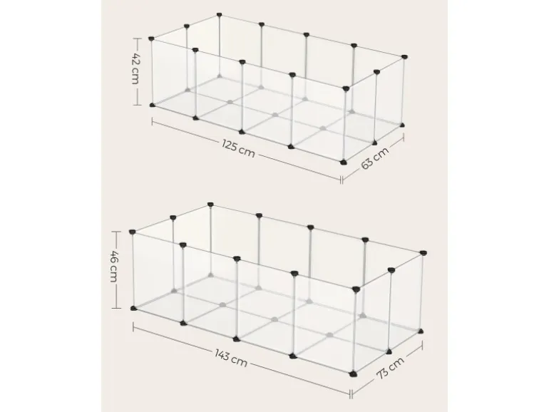 Feandrea Freigehege mit Bodenplatten 125 cm x 63 cm x 42 cm Weiß