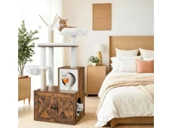 Feandrea Kratzbaum mit Katzenklo-Schrank 151 cm Braun