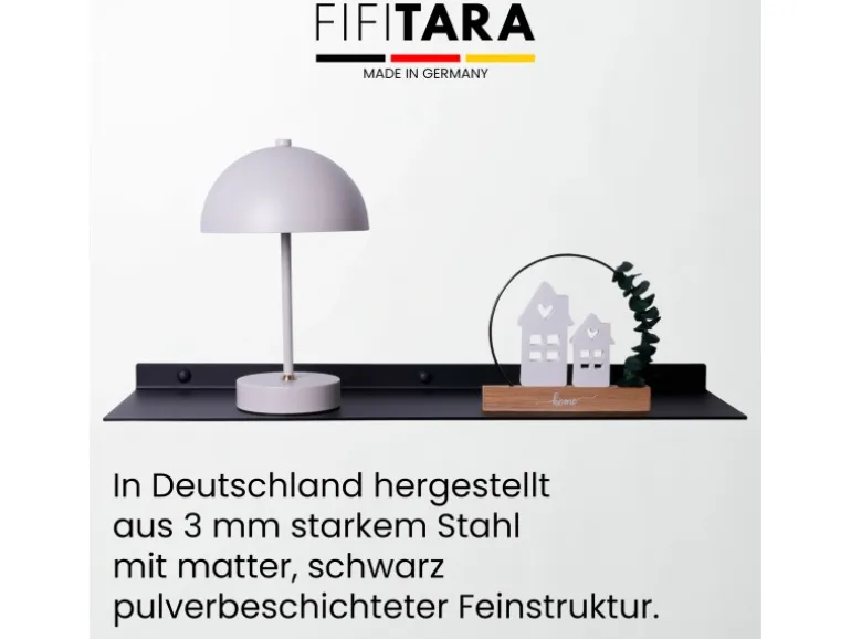 FIFITARA Wandregal 60cm 2er Set Aus Stahl Schwarz Pulverbeschichtet Schweberegal Wandboard Bücherregal Metallregal Mit Dübeln Und Schrauben