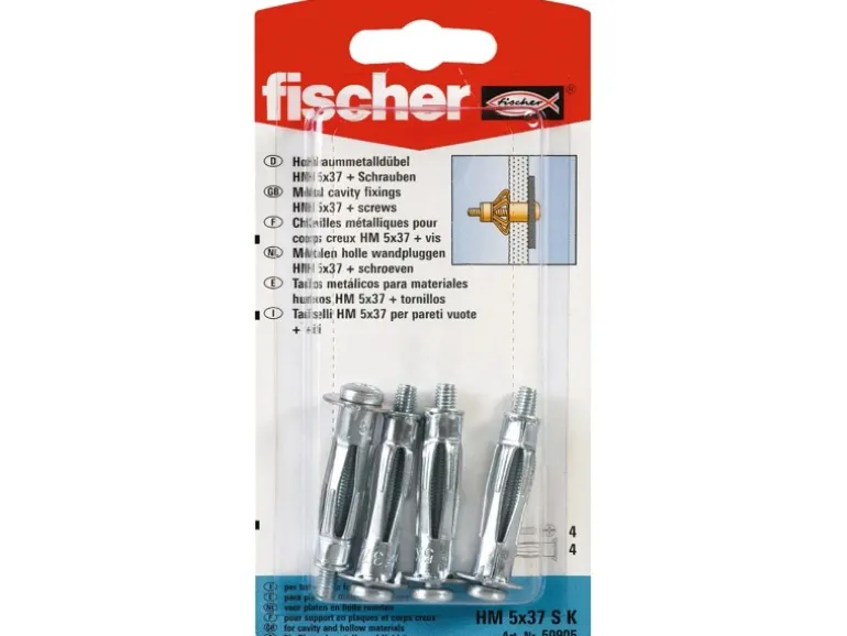 Fischer Hohlraum-Metalldübel HM 5 x 37 SK mit Schraube (4 ST)