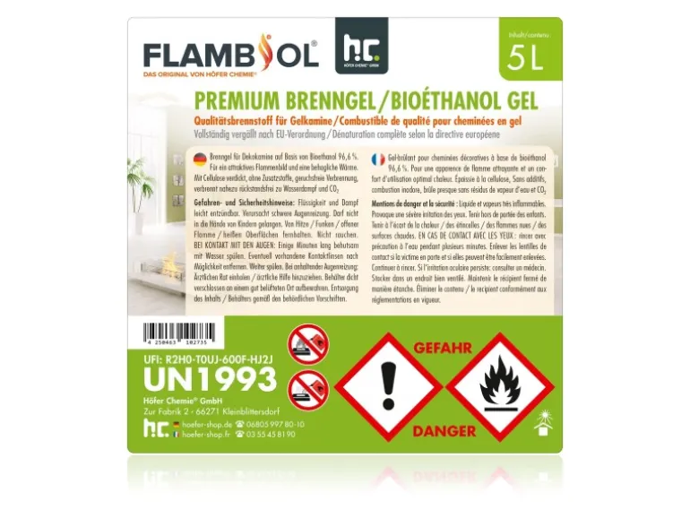 Flambiol Premium Brenngel 16 x 5l