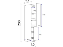 Flex-Well Classic Küchen-Apothekerschrank Wito 200 cm x 30 cm x 57 cm Weiß
