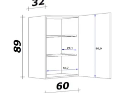 Flex-Well Exclusiv Küchen-Hängeschrank groß Joelina 60 x 89 cm Weiß