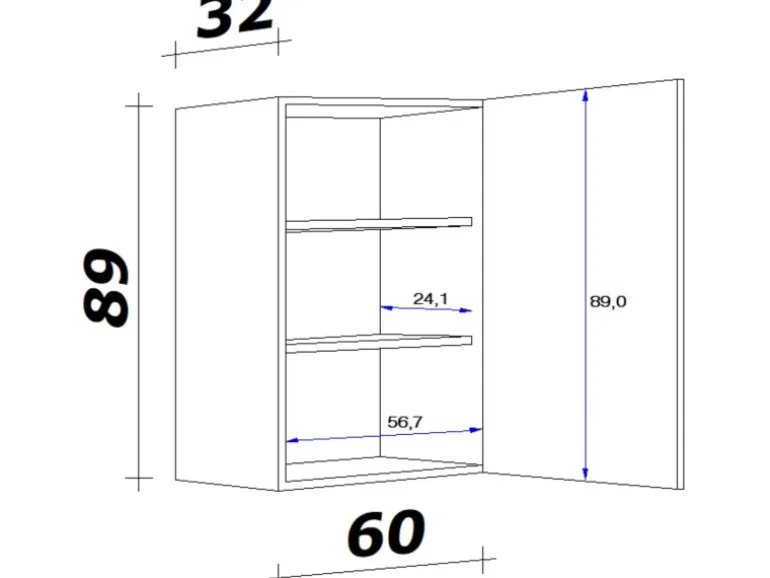 Flex-Well Exclusiv Küchen-Hängeschrank groß Joelina 60 x 89 cm Weiß