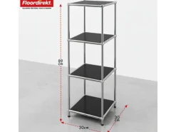 Floordirekt Metallregal Concept Epure MK-005 Verchromt 30 x 30 x 89 cm Schwarz