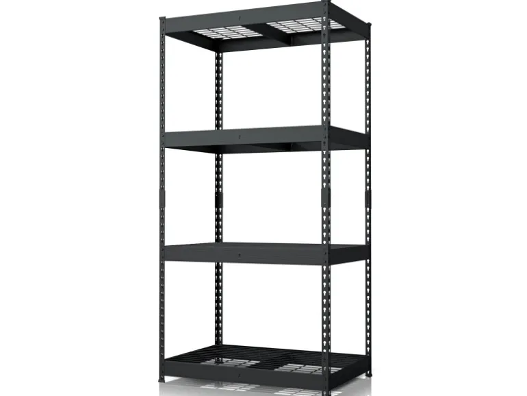 Floordirekt Schwerlastregal Yukon Rivet 4 Böden Schwarz 180 x 90 x 60 cm