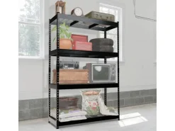 Floordirekt Schwerlastregal Yukon Rivet 4 Böden Schwarz 180 x 90 x 60 cm