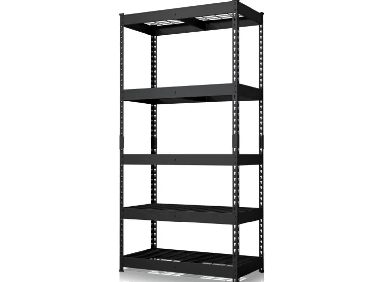 Floordirekt Schwerlastregal Yukon Rivet 5 Böden Schwarz 180 x 90 x 45 cm