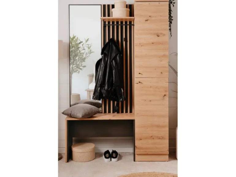 Furn.Design Garderobe Eiche Artisan und Grau 122 cm 3D Lamelle Industrial Madem