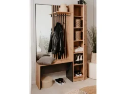 Furn.Design Garderobe Eiche Artisan und Grau 122 cm 3D Lamelle Industrial Madem