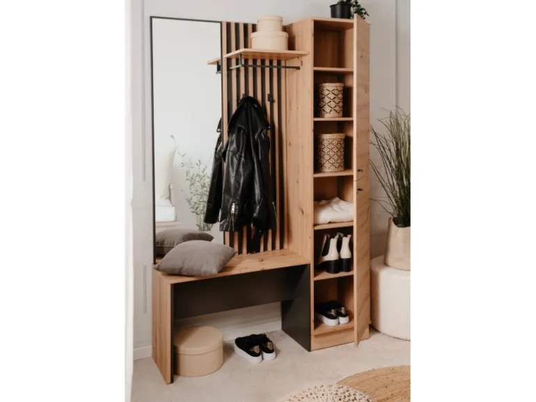 Furn.Design Garderobe Eiche Artisan und Grau 122 cm 3D Lamelle Industrial Madem