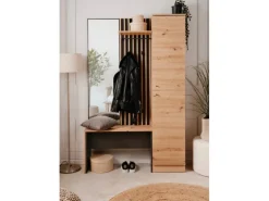 Furn.Design Garderobe Eiche Artisan und Grau 122 cm 3D Lamelle Industrial Madem
