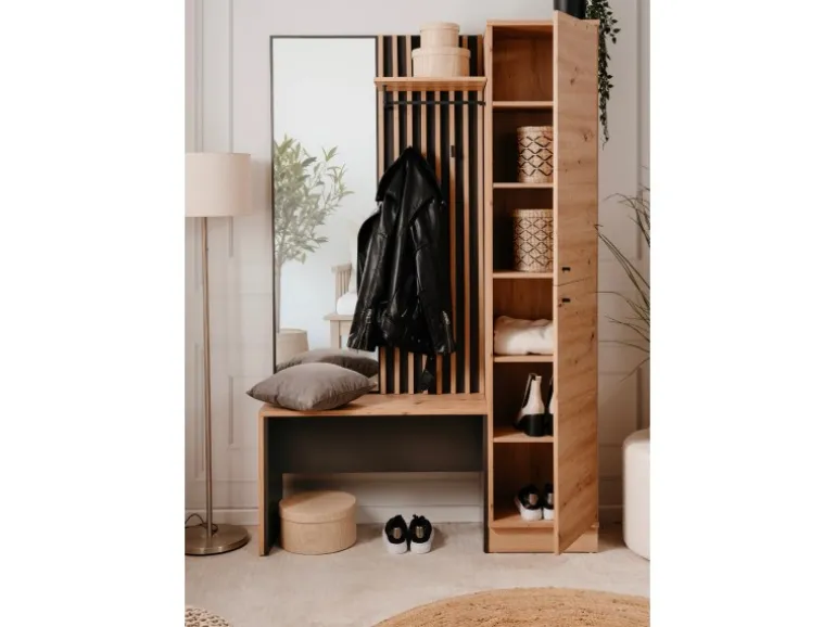 Furn.Design Garderobe Eiche Artisan und Grau 122 cm 3D Lamelle Industrial Madem