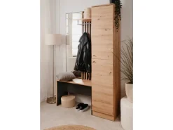Furn.Design Garderobe Eiche Artisan und Grau 122 cm 3D Lamelle Industrial Madem
