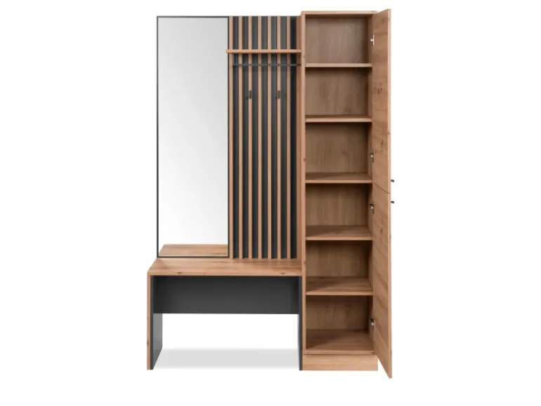 Furn.Design Garderobe Eiche Artisan und Grau 122 cm 3D Lamelle Industrial Madem