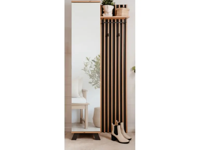 Furn.Design Garderobe Eiche Artisan und Grau 80 cm 3D Lamelle Industrial Madem