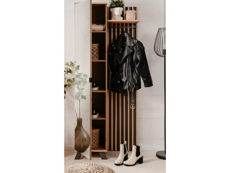 Furn.Design Garderobe Eiche Artisan und Grau 80 cm 3D Lamelle Industrial Madem