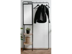 Furn.Design Kompaktgarderobe Schwarz Metall 100 cm mit Spiegel Wick