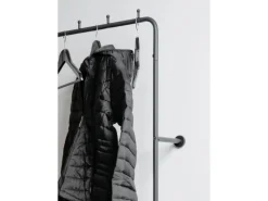 Furn.Design Kompaktgarderobe Schwarz Metall 100 cm mit Spiegel Wick