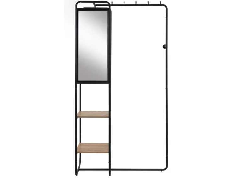 Furn.Design Kompaktgarderobe Schwarz Metall 100 cm mit Spiegel Wick