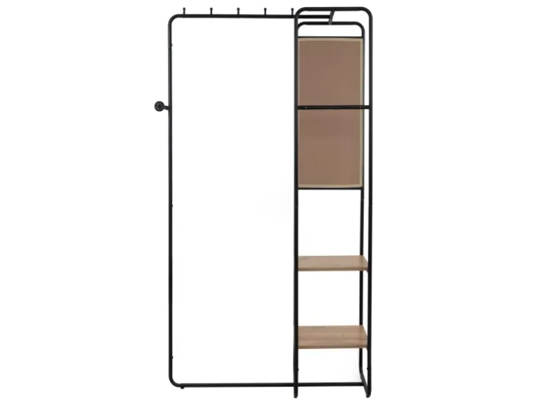 Furn.Design Kompaktgarderobe Schwarz Metall 100 cm mit Spiegel Wick