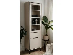 Furn.Design Vitrine in Sand und Schwarz 60 x 200 cm Brebbia