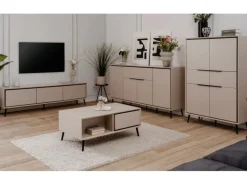 Furn.Design Vitrine in Sand und Schwarz 60 x 200 cm Brebbia