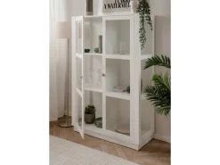 Furn.Design Vitrine Weiß 100 x 150 cm 2-türig 6 Vitrinenfächer Modern Blanverd