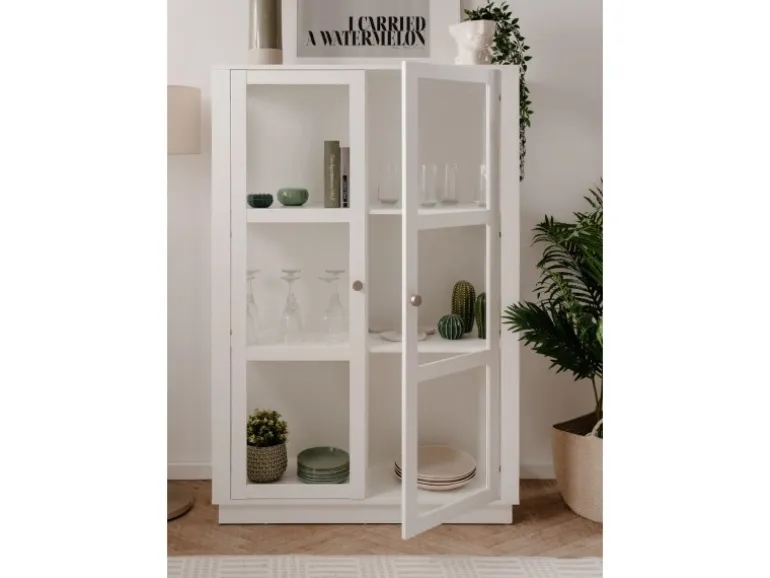Furn.Design Vitrine Weiß 100 x 150 cm 2-türig 6 Vitrinenfächer Modern Blanverd