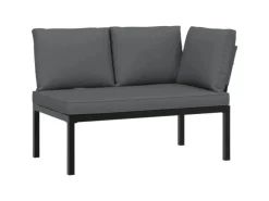furnicato Gartenbank mit Kissen Schwarz Aluminium