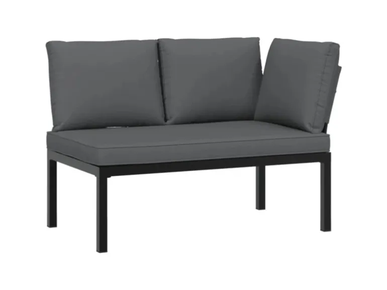 furnicato Gartenbank mit Kissen Schwarz Aluminium
