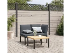 furnicato Gartenbank mit Kissen Schwarz Aluminium