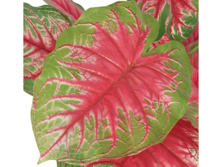 furnicato Künstliche Caladium Pflanze mit Topf 85 cm Rot und Grün