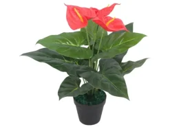 furnicato Künstliche Flamingoblume mit Topf 45 cm Rot und Gelb