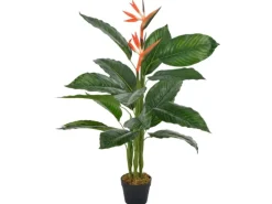 furnicato Künstliche Pflanze Strelitzia mit Topf Rot 100 cm
