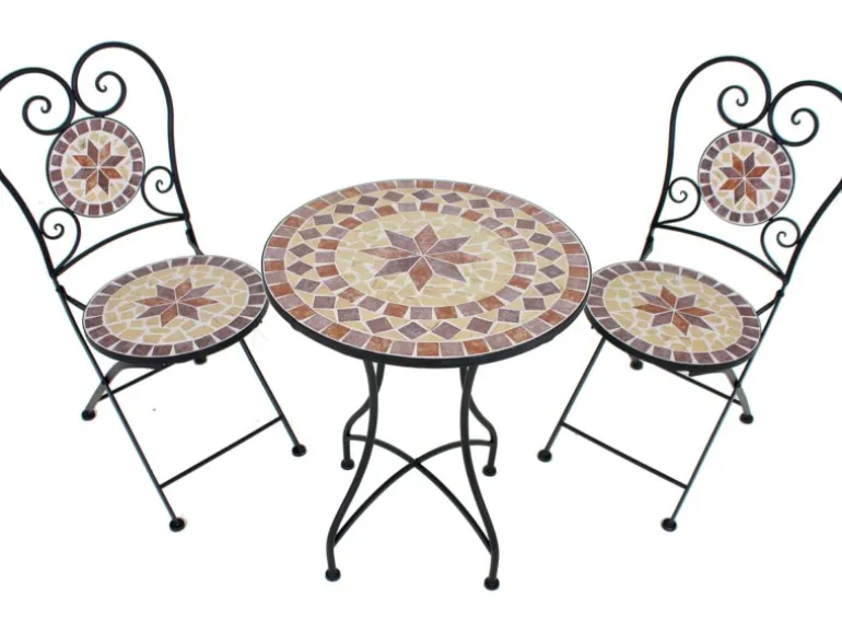 Garden Pleasure Balkon-Set Mosaik Amarillo 3-teilig Braun