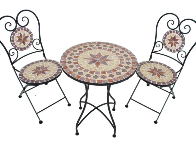 Garden Pleasure Balkon-Set Mosaik Amarillo 3-teilig Braun
