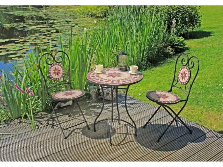 Garden Pleasure Balkon-Set Mosaik Amarillo 3-teilig Braun