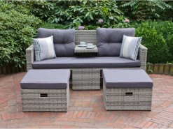 Garden Pleasure Lounge-Sofa Valletta 180 cm x 86 cm x 133 cm Grau