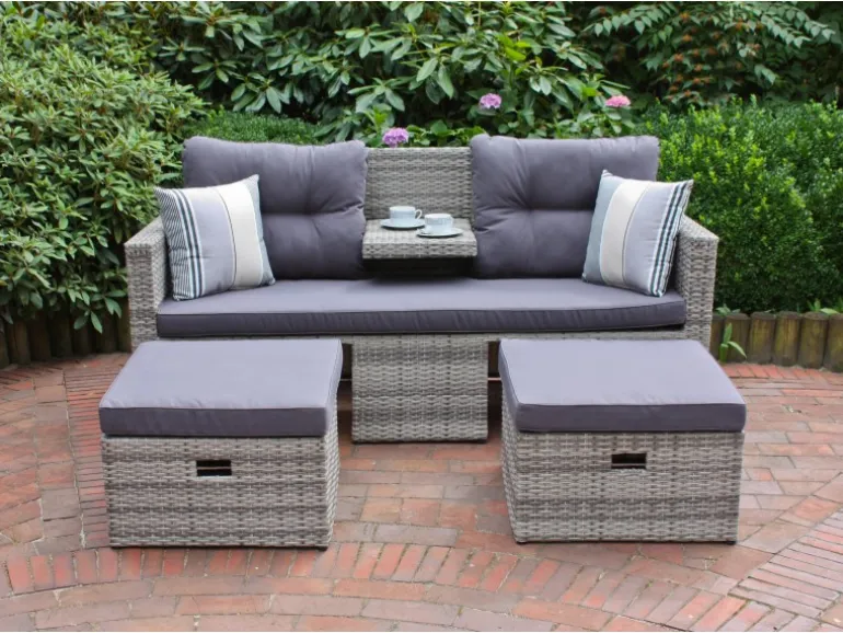 Garden Pleasure Lounge-Sofa Valletta 180 cm x 86 cm x 133 cm Grau
