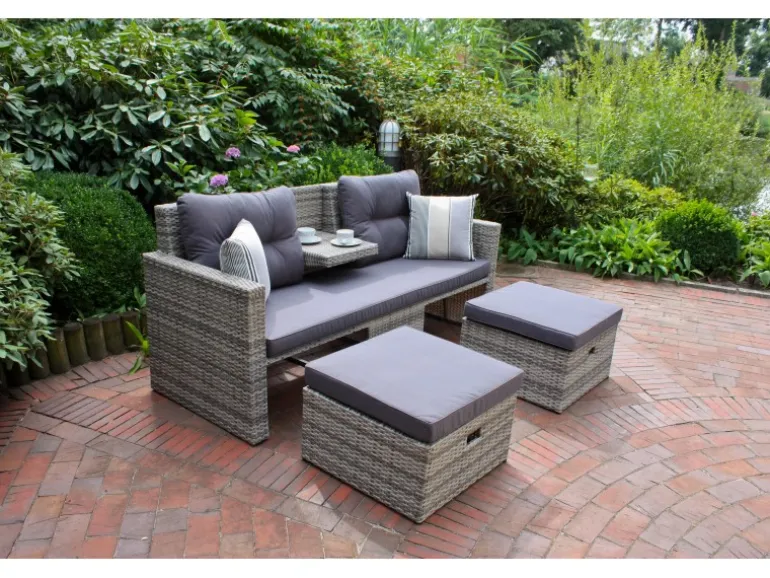 Garden Pleasure Lounge-Sofa Valletta 180 cm x 86 cm x 133 cm Grau