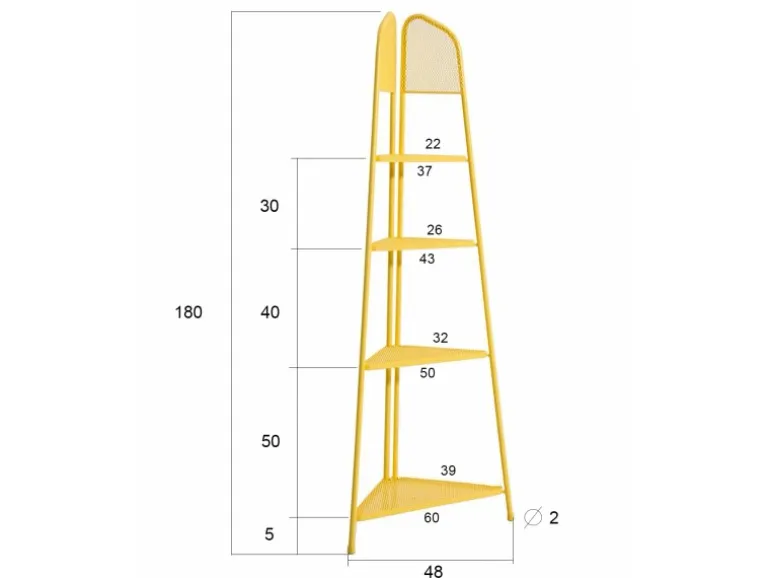 Garden Pleasure Mwh Eckregal Ekko 180 cm x 48 cm x 48 cm Gelb