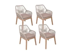 Garden Pleasure Stuhl Pomona 4er Set 84 cm x 68 cm x 62 cm Braun-Beige FSC®